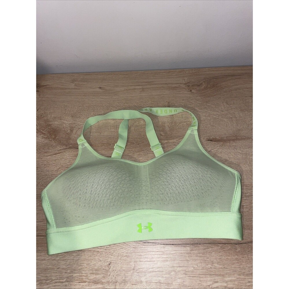 Under Armour Sports Bra Small S High Support HeatGear Mint Green Mesh Adjustable